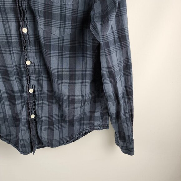 Alex Mill Shirt Mens Medium Blue Wash & Go Plaid Button Down Collar - Picture 4 of 7